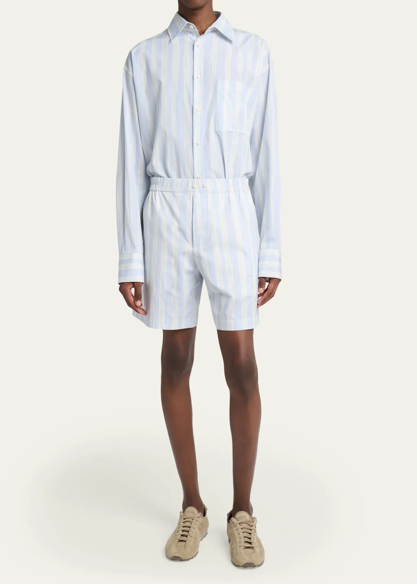JacquemusMen's Candy Stripe Relaxed Cotton Button-Down Shirt