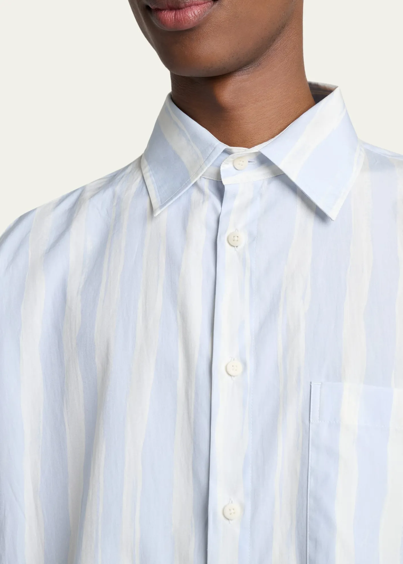 JacquemusMen's Candy Stripe Relaxed Cotton Button-Down Shirt