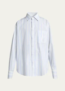 JacquemusMen's Candy Stripe Relaxed Cotton Button-Down Shirt