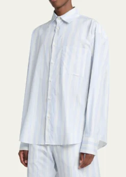 JacquemusMen's Candy Stripe Relaxed Cotton Button-Down Shirt