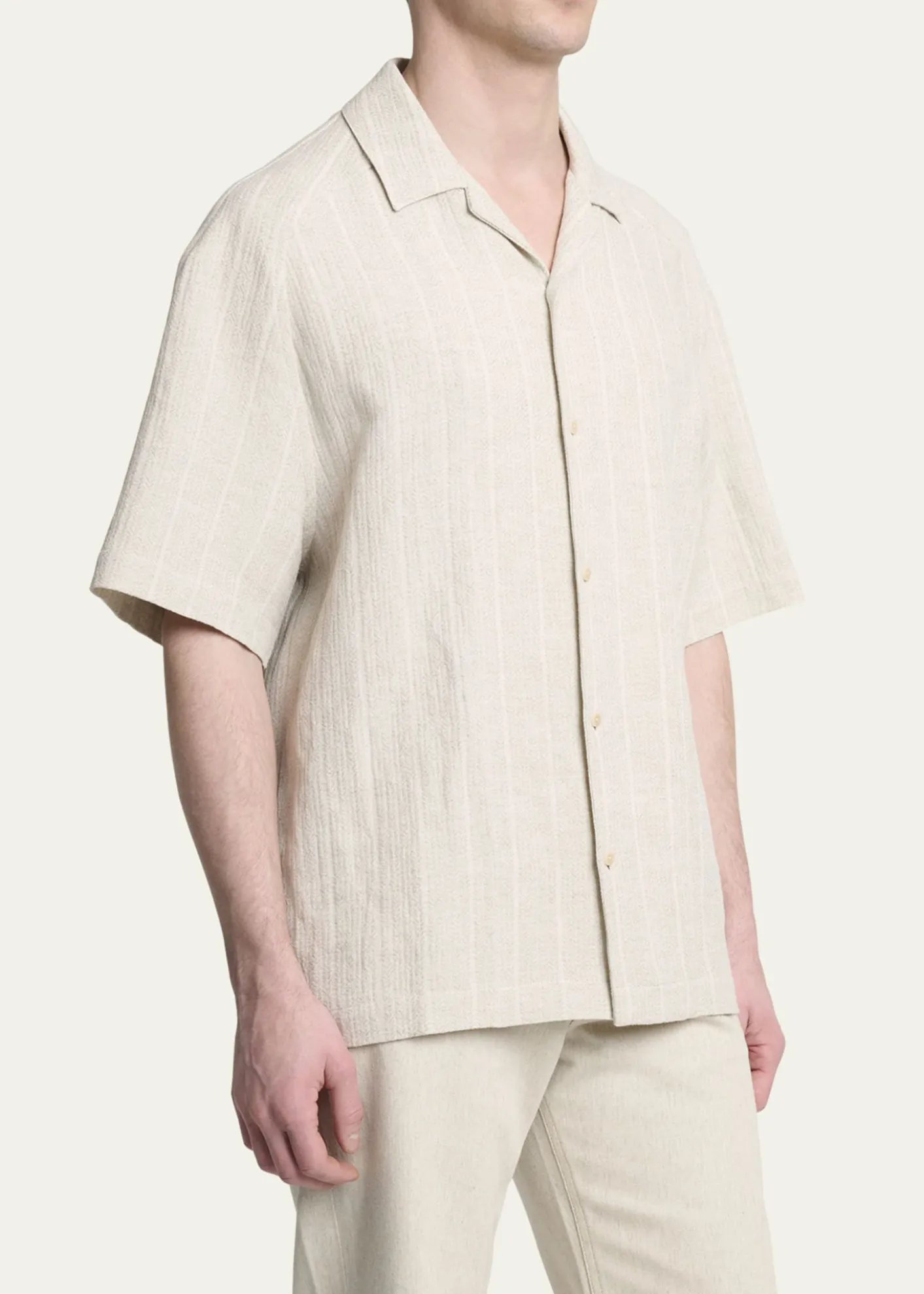 JacquemusMen's Cotton and Linen Fonccio Camp Shirt