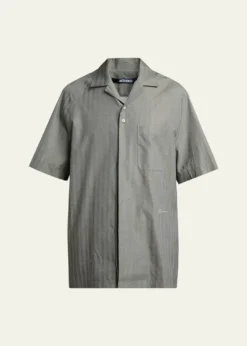JacquemusMen's Cotton Herringbone Short-Sleeve Shirt