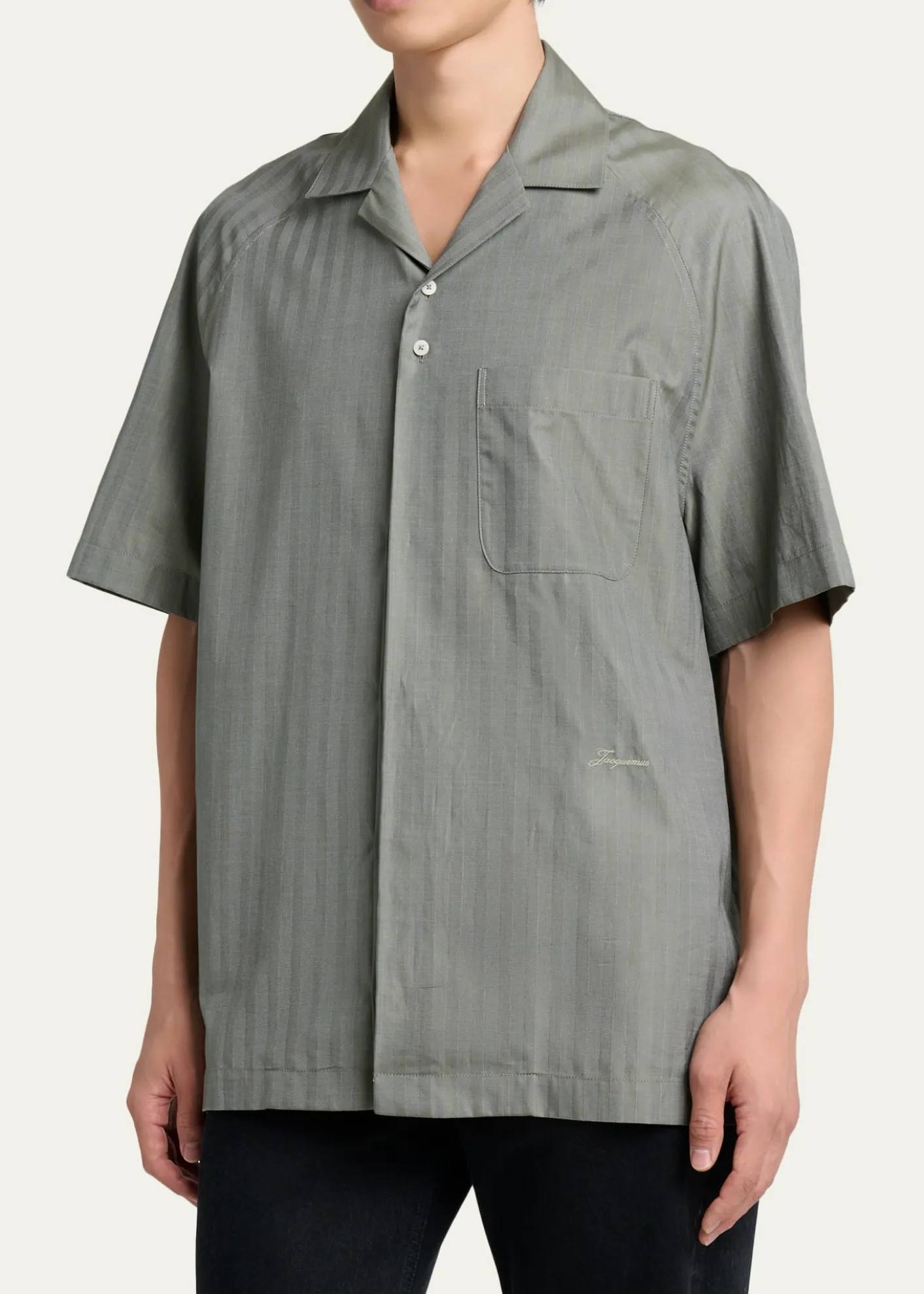 JacquemusMen's Cotton Herringbone Short-Sleeve Shirt