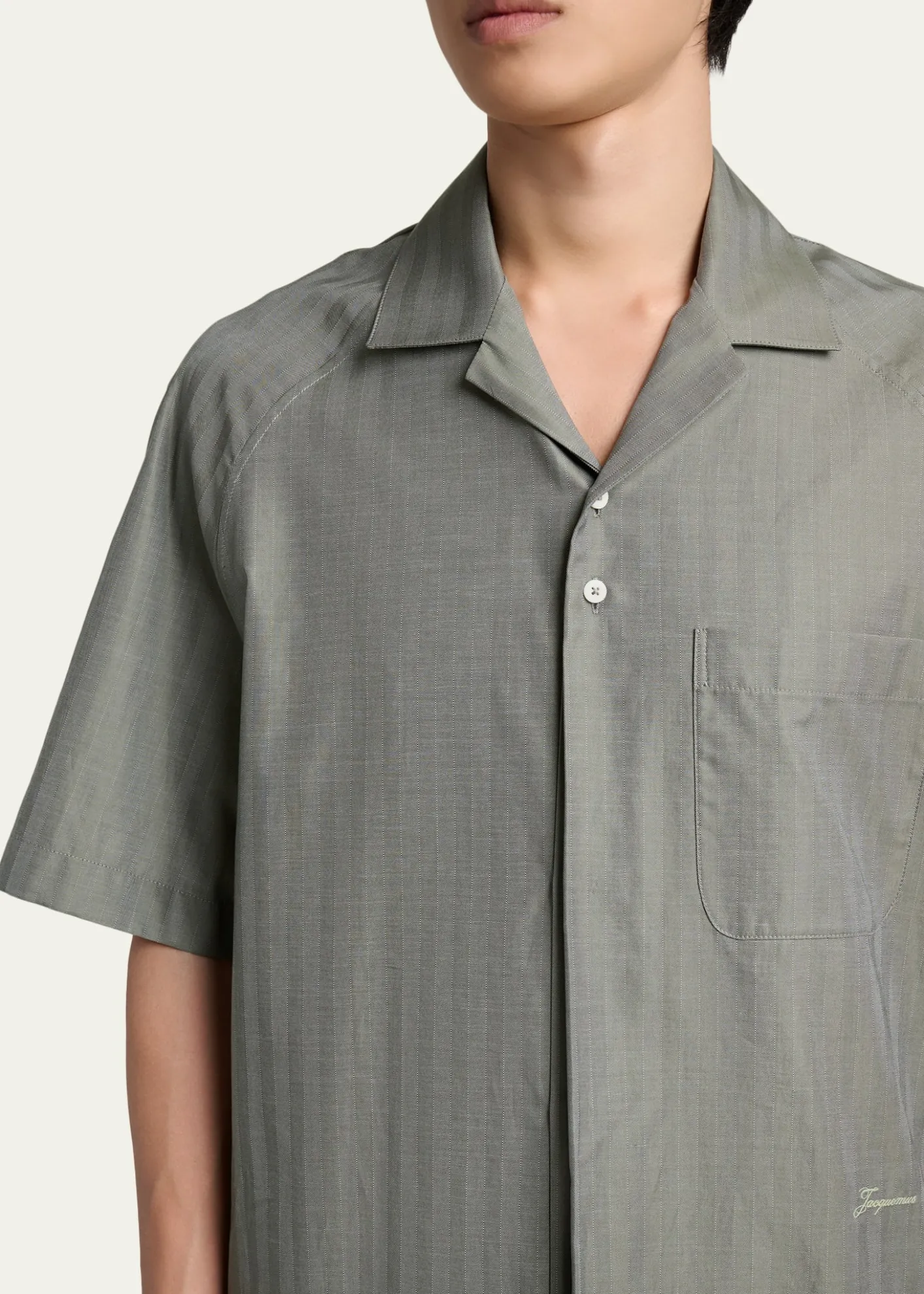 JacquemusMen's Cotton Herringbone Short-Sleeve Shirt