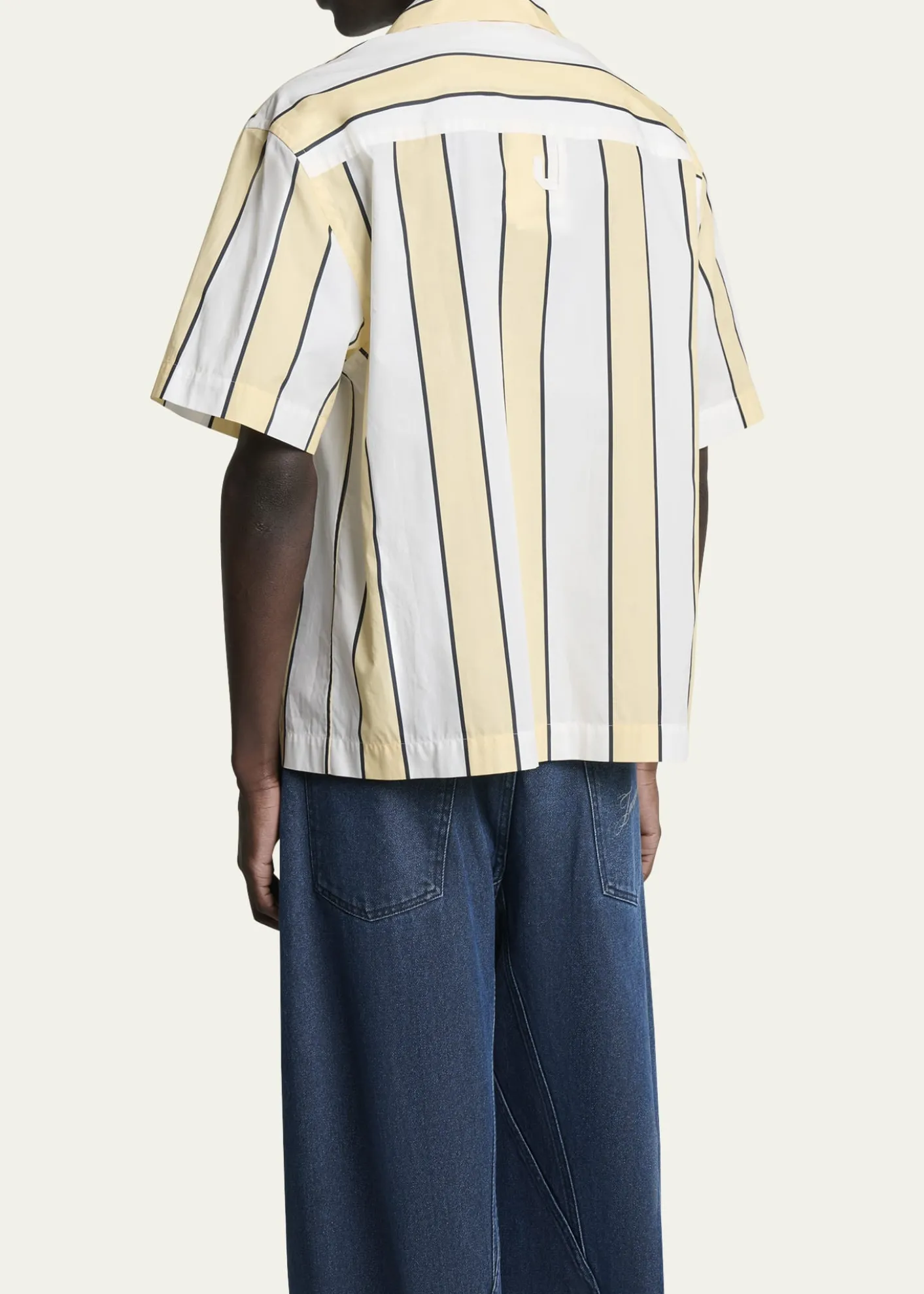 JacquemusMen's Cotton Stripe Logo Camp Shirt