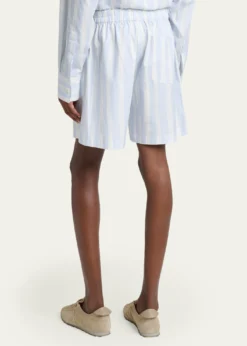 JacquemusMen's Cotton Stripe Relaxed Flat-Front Shorts
