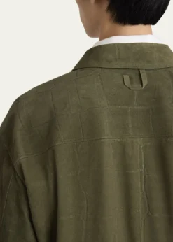 JacquemusMen's Croc-Embossed Leather Sport Shirt