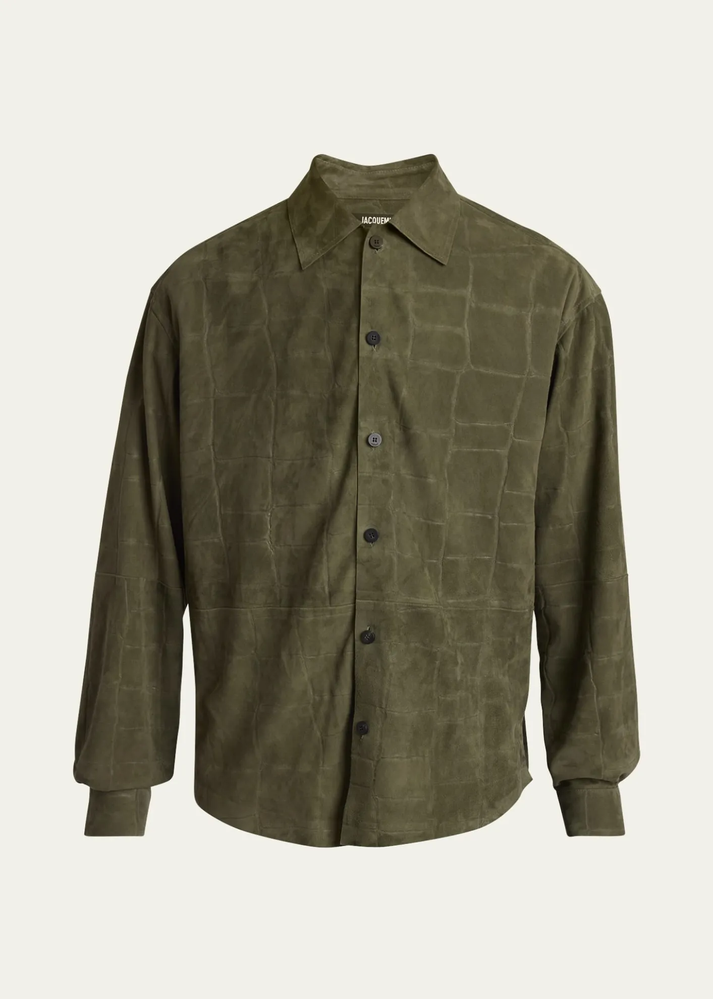 JacquemusMen's Croc-Embossed Leather Sport Shirt