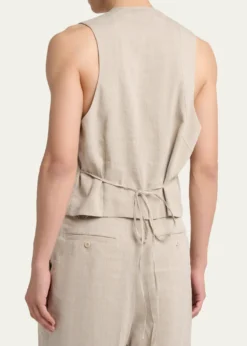 JacquemusMen's Herringbone Linen-Blend Vest