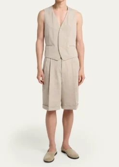 JacquemusMen's Herringbone Linen-Blend Vest