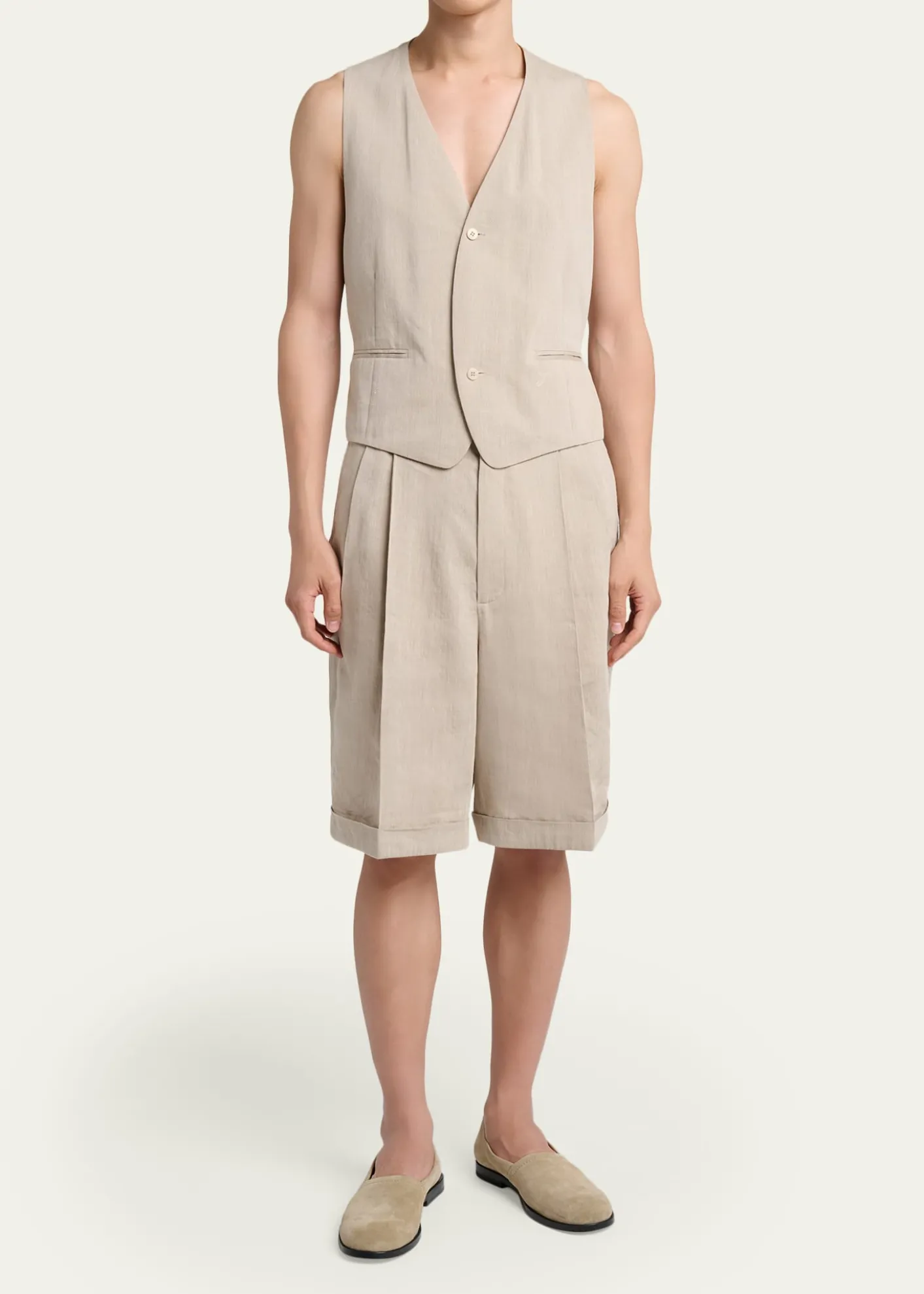 JacquemusMen's Herringbone Linen-Blend Vest