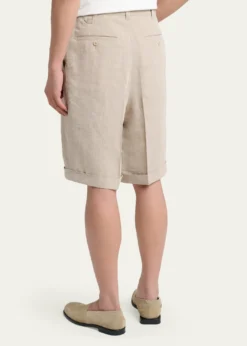 JacquemusMen's Herringbone Linen-Blend Pleated Shorts
