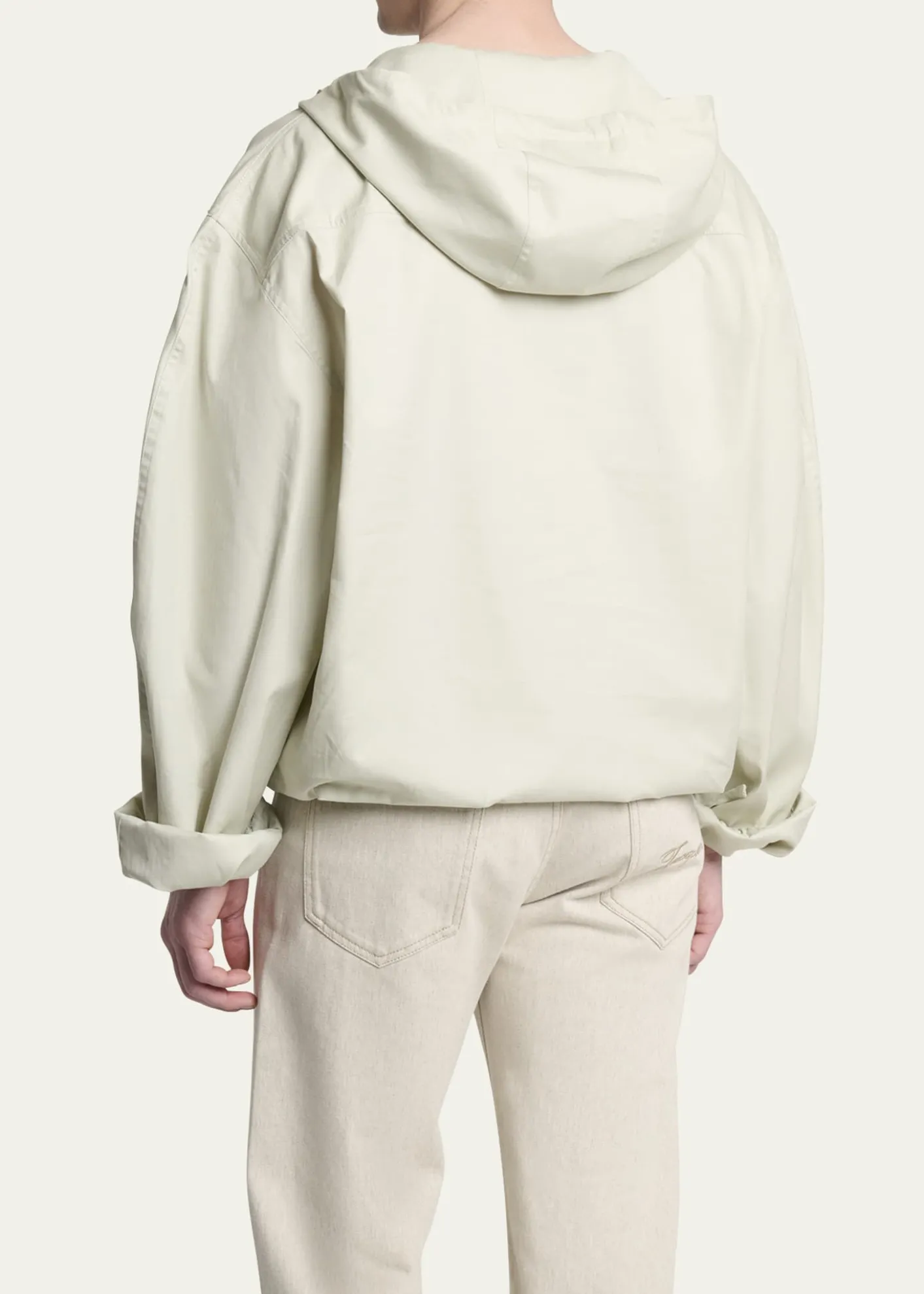 JacquemusMen's La Blouse Cotton Herringbone Hooded Shirt