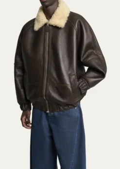 JacquemusMen's Leather and Shearling Bomber Jacket