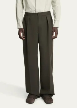 JacquemusMen's Le Pantalon Wide-Leg Pleated Pants