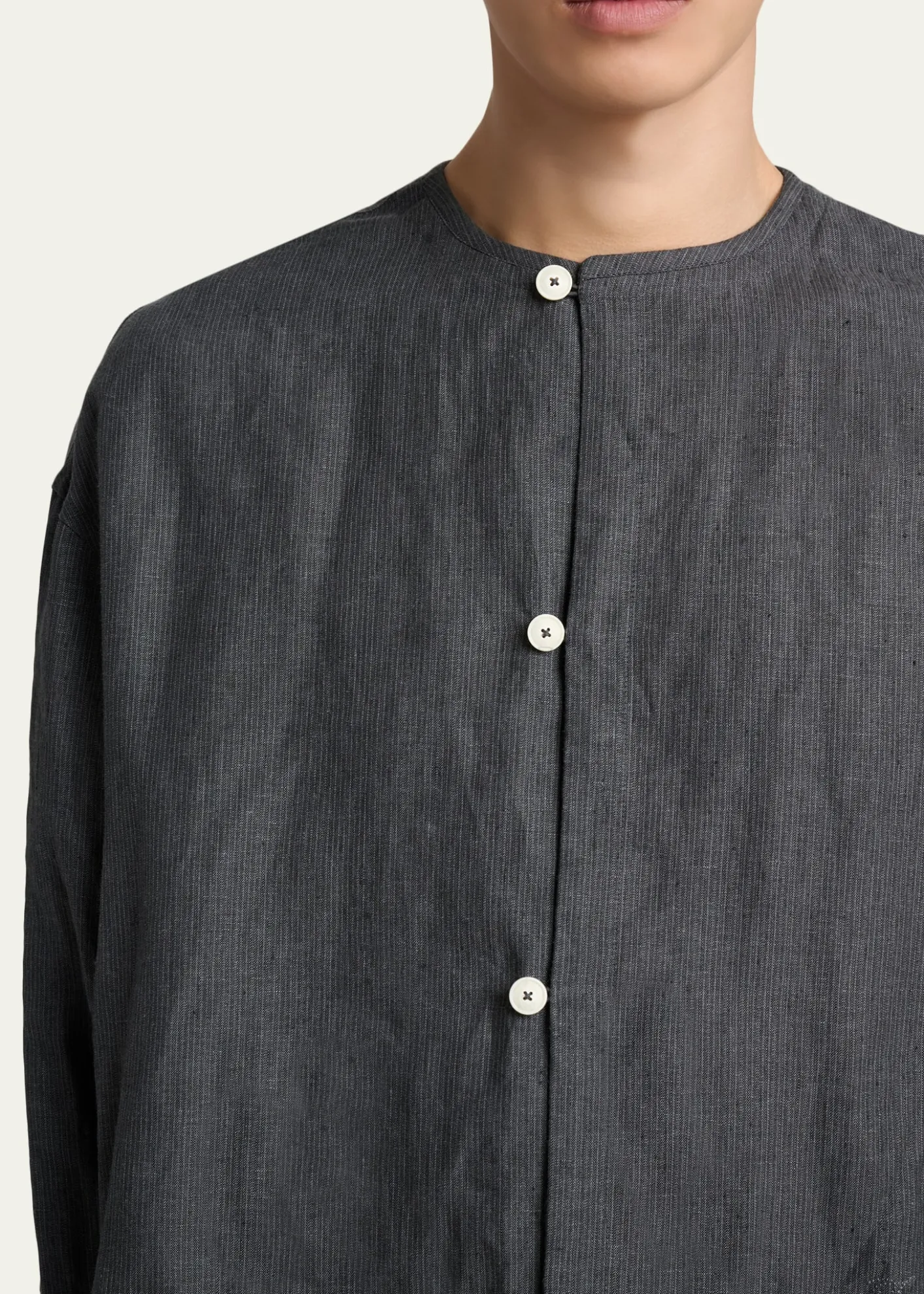 JacquemusMen's Linen Hairline Stripe Relaxed Button-Down Shirt