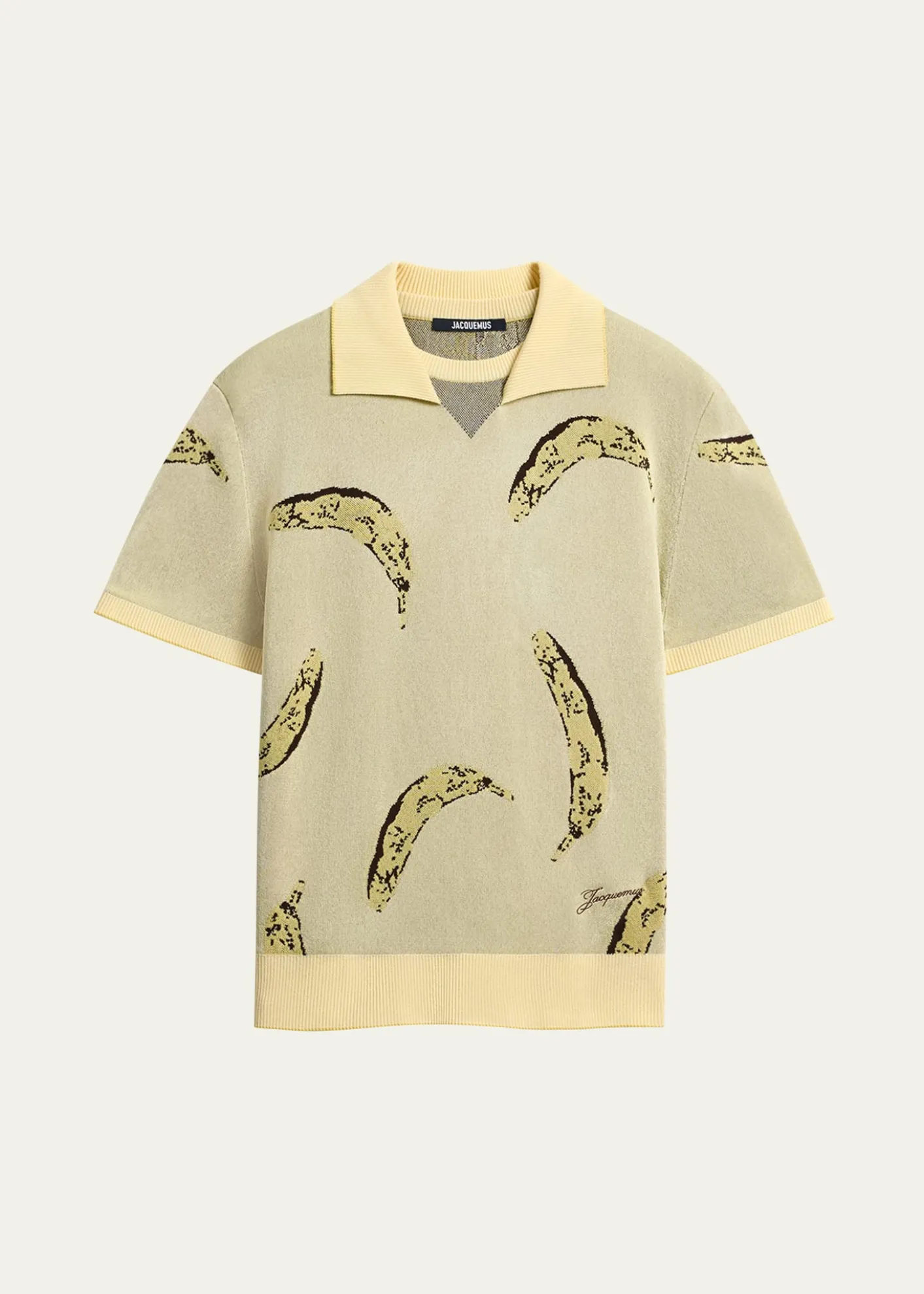 JacquemusMen's Marino Banana Jacquard Polo Shirt