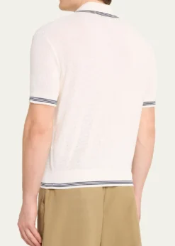 JacquemusMen's Silk and Cotton Mesh Polo Shirt