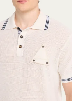 JacquemusMen's Silk and Cotton Mesh Polo Shirt