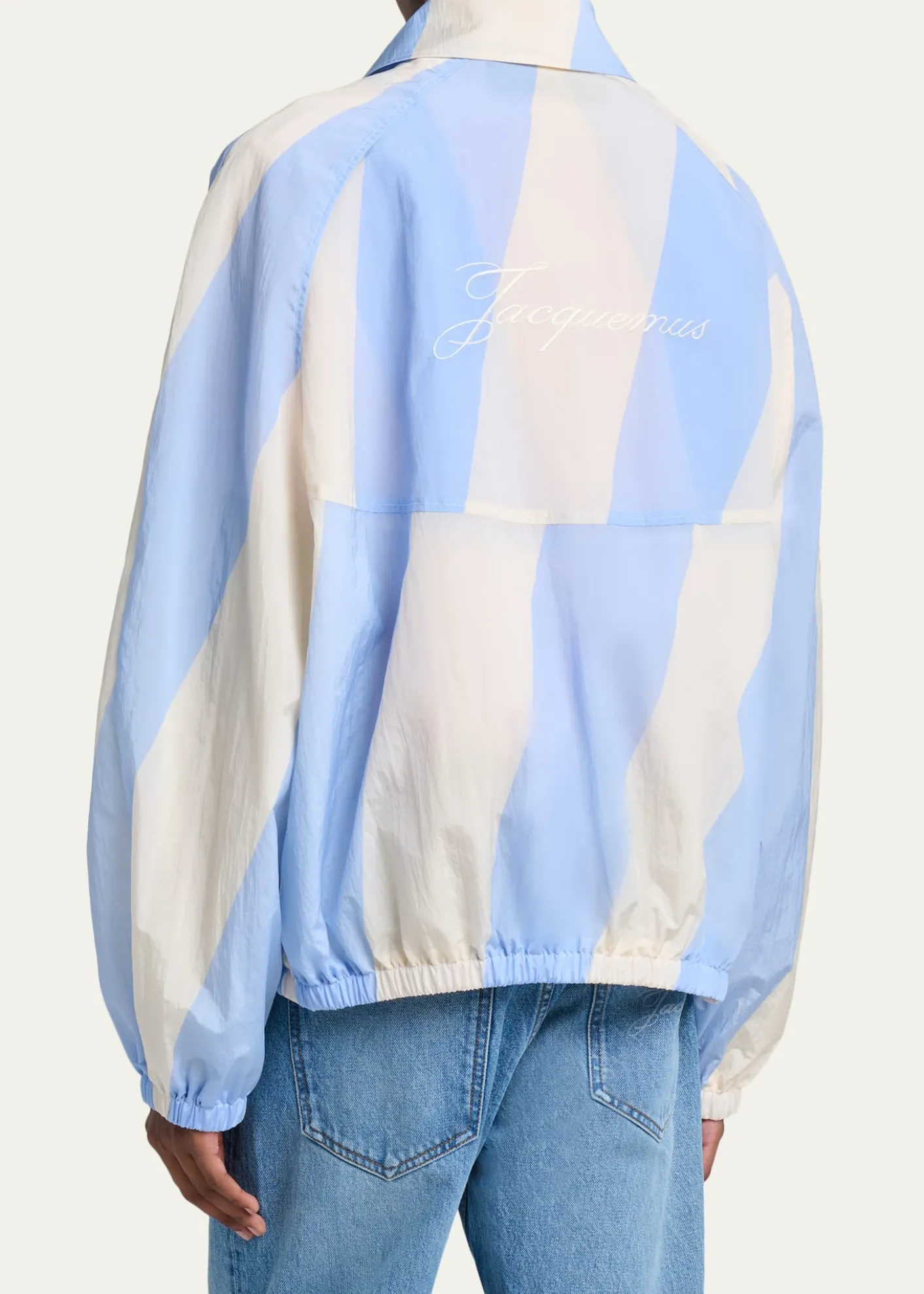 JacquemusMen's Wide-Stripe Nylon Shirt Jacket