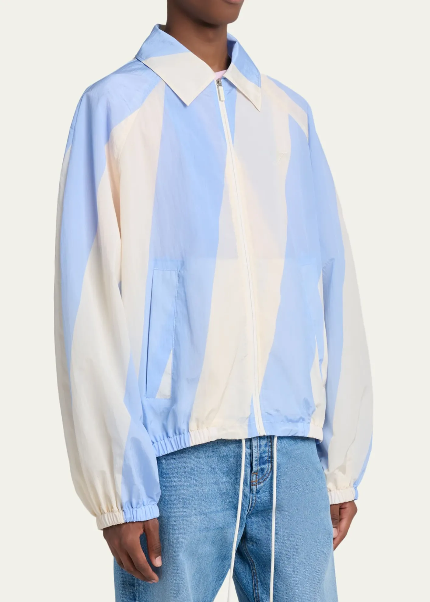 JacquemusMen's Wide-Stripe Nylon Shirt Jacket