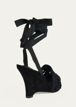 Jacquemus80mm Les Espadrilles Ankle-Tie Wedge Mules