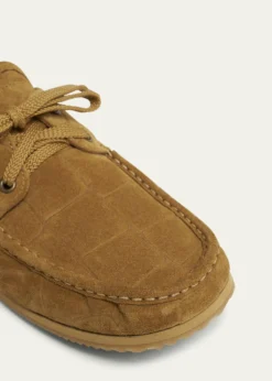 JacquemusMoc-Toe Croc-Embossed Suede Boat Shoes