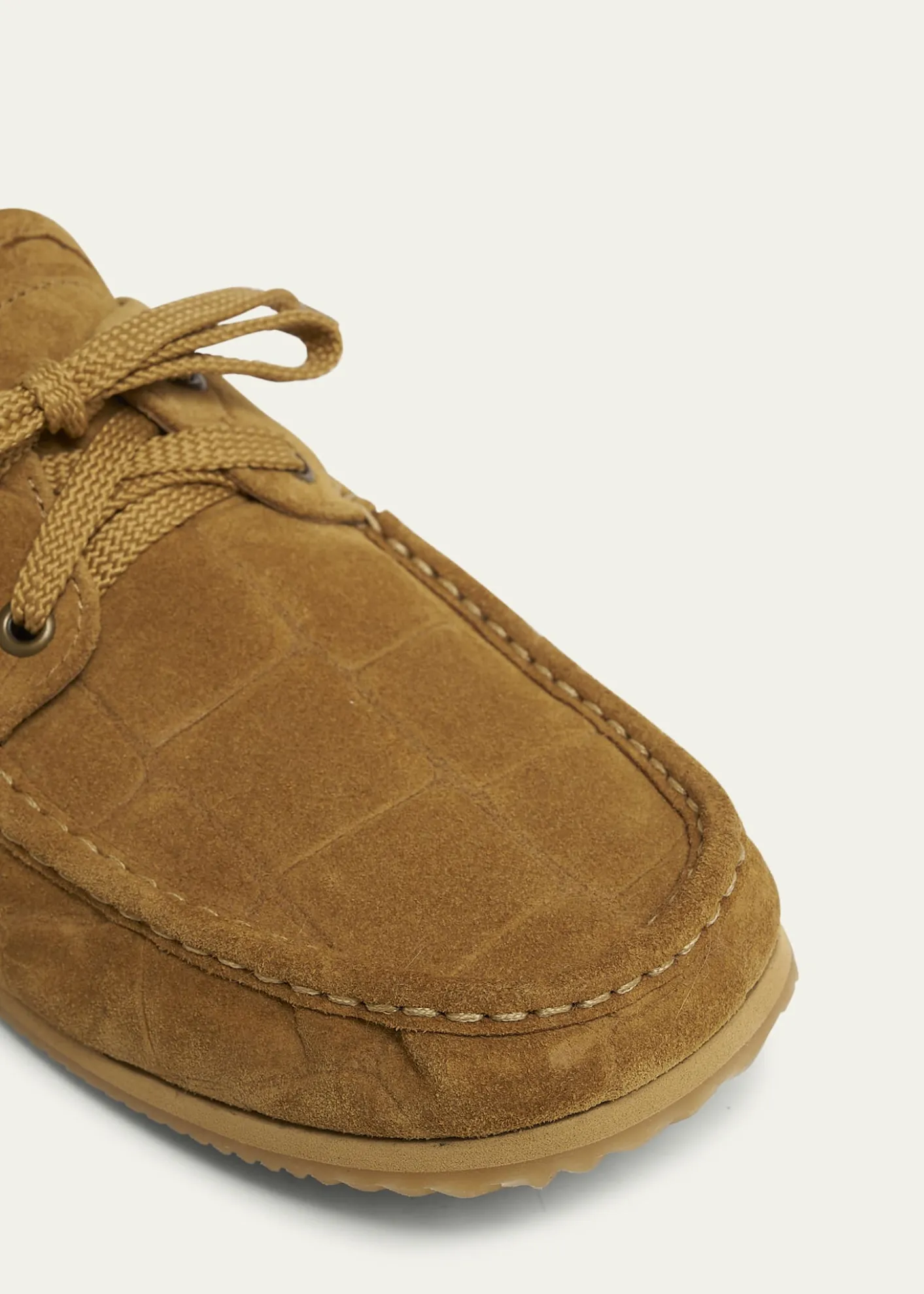 JacquemusMoc-Toe Croc-Embossed Suede Boat Shoes