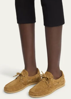 JacquemusMoc-Toe Croc-Embossed Suede Boat Shoes
