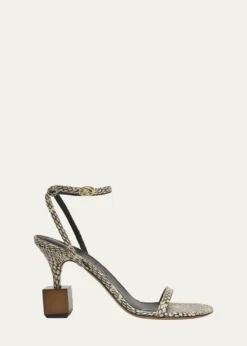 JacquemusThe Bisou Geometric Snake-Embossed Leather Sandals