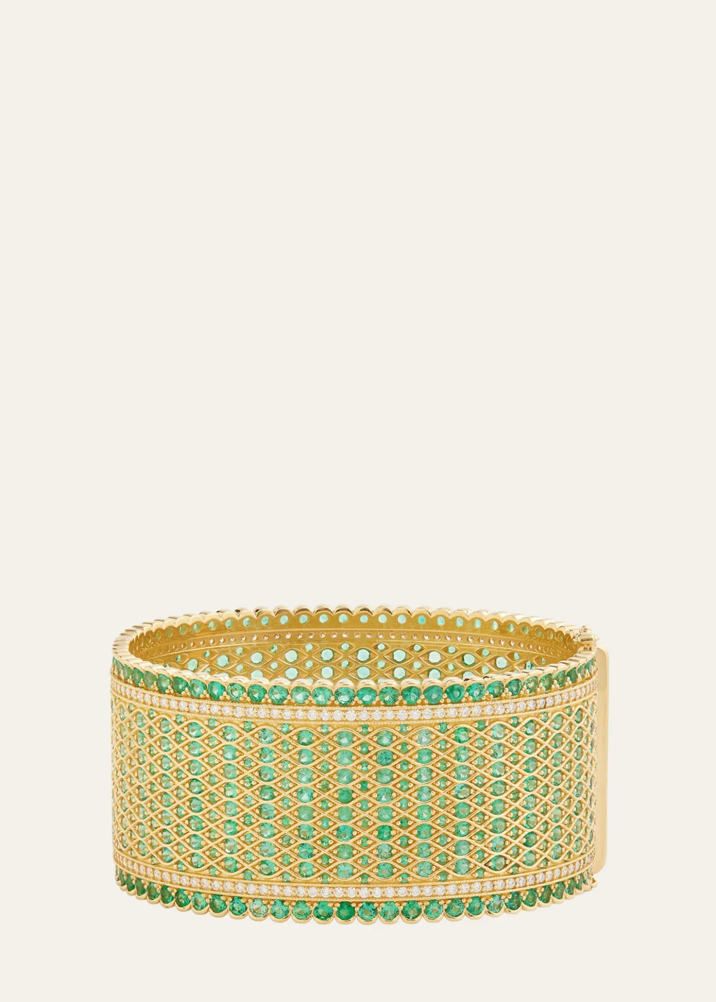 Jamie Wolf18K Gold Woven Emerald & Diamond Bracelet