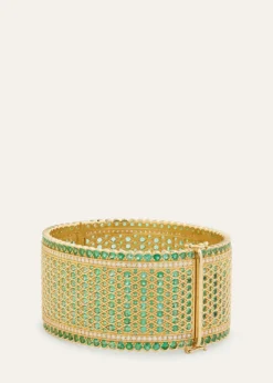 Jamie Wolf18K Gold Woven Emerald & Diamond Bracelet