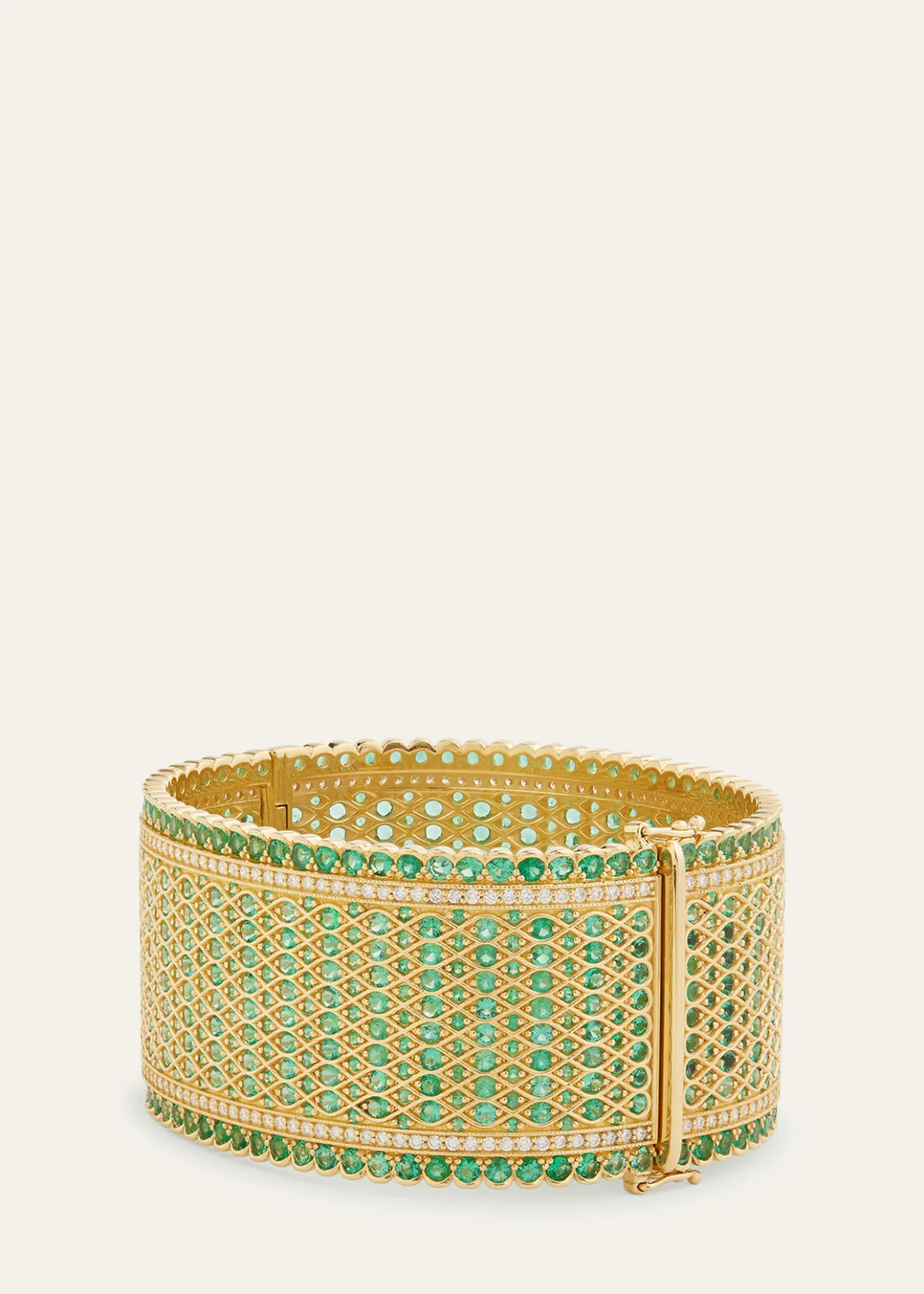 Jamie Wolf18K Gold Woven Emerald & Diamond Bracelet