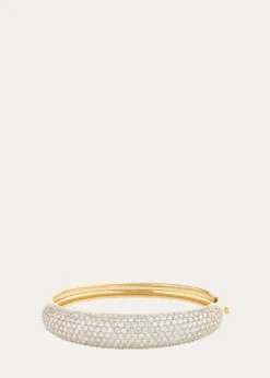Jamie Wolf18K Yellow and White Gold Domed Hinge Bangle with Pave Diamonds
