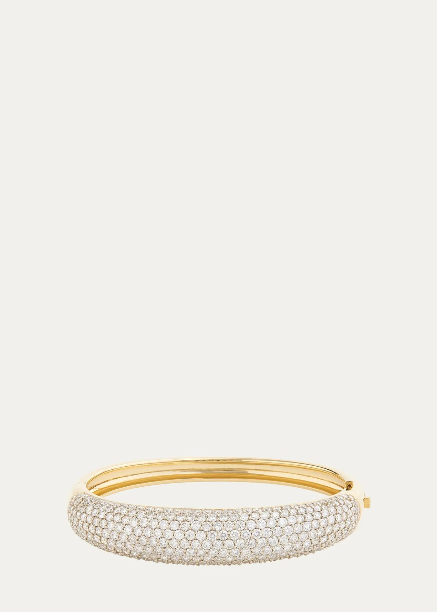 Jamie Wolf18K Yellow and White Gold Domed Hinge Bangle with Pave Diamonds