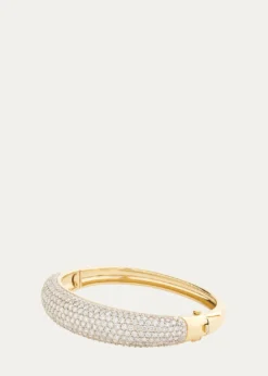 Jamie Wolf18K Yellow and White Gold Domed Hinge Bangle with Pave Diamonds