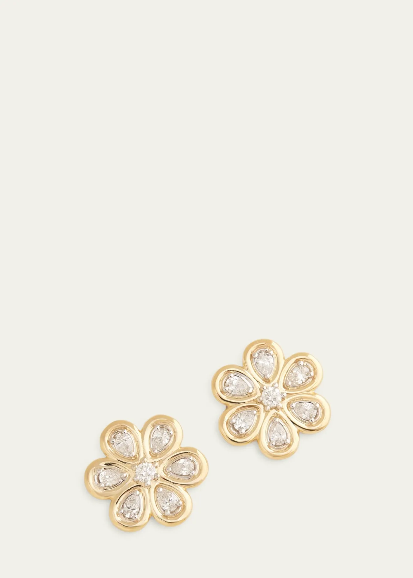 Jamie Wolf18K Yellow and White Gold Floral Stud Earrings with Diamonds