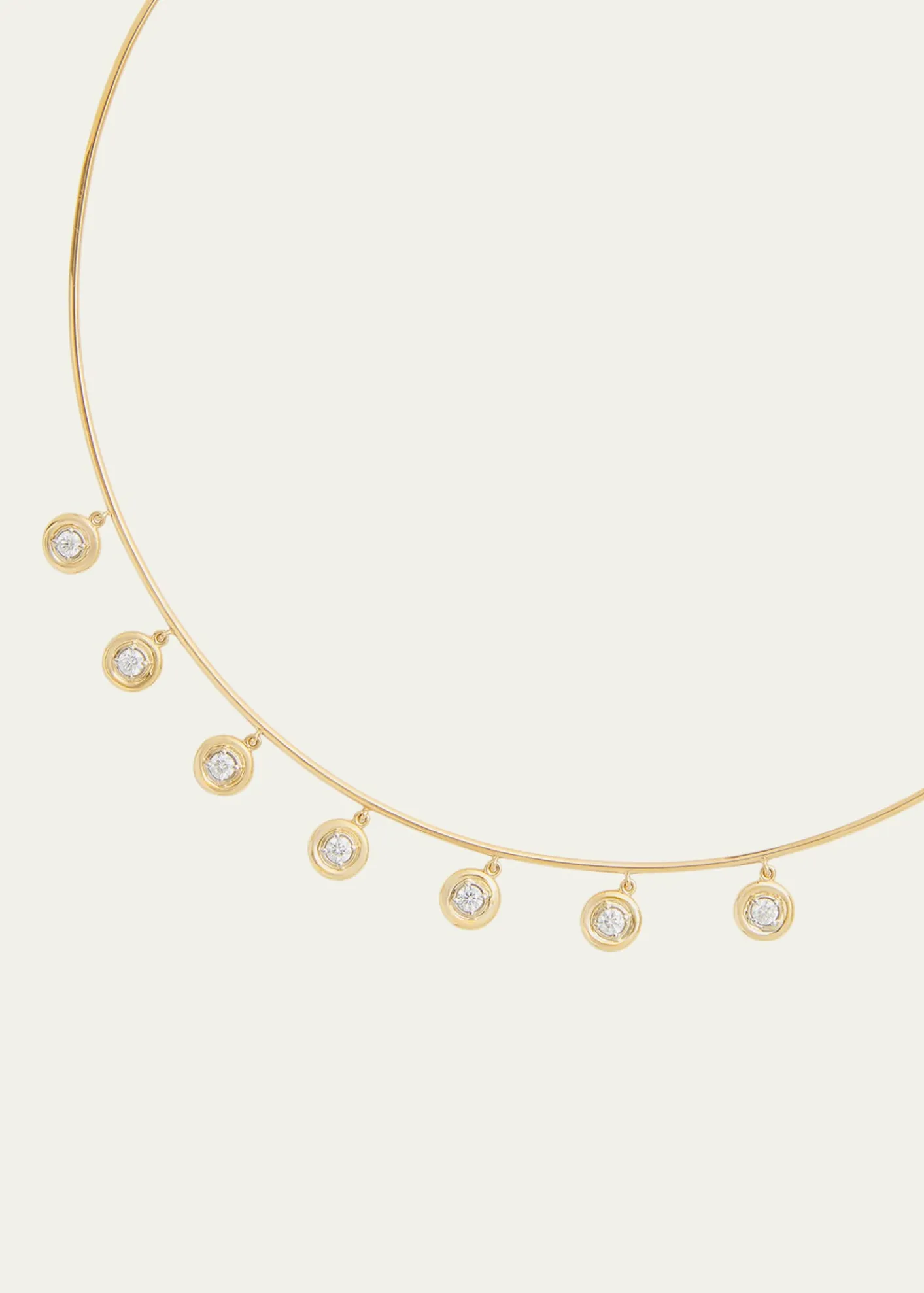 Jamie Wolf18K Yellow and White Gold Round Edge Diamond Drop Wire Necklace