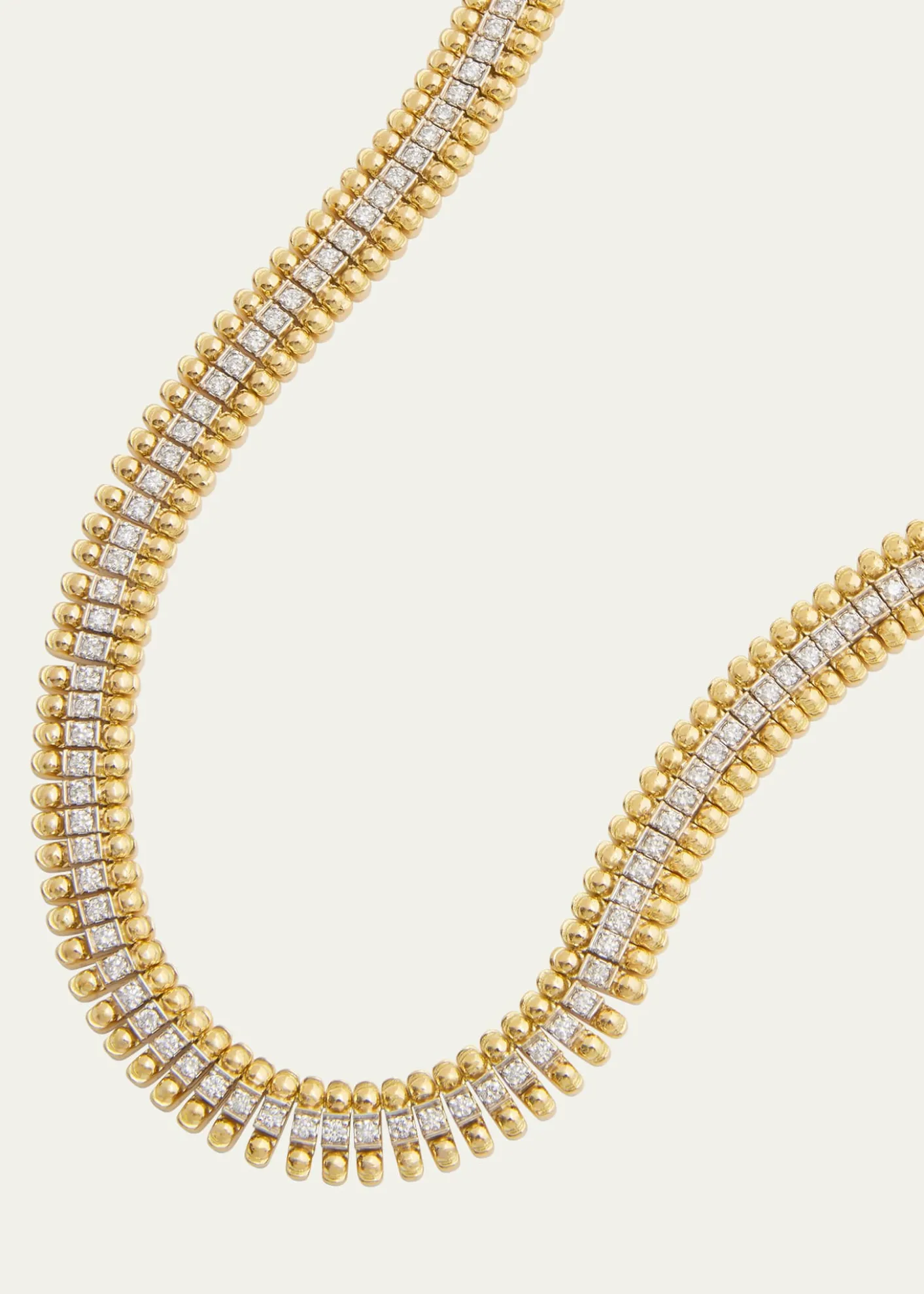 Jamie Wolf18K Yellow Gold and White Gold Beaded Edge Necklace with Diamonds