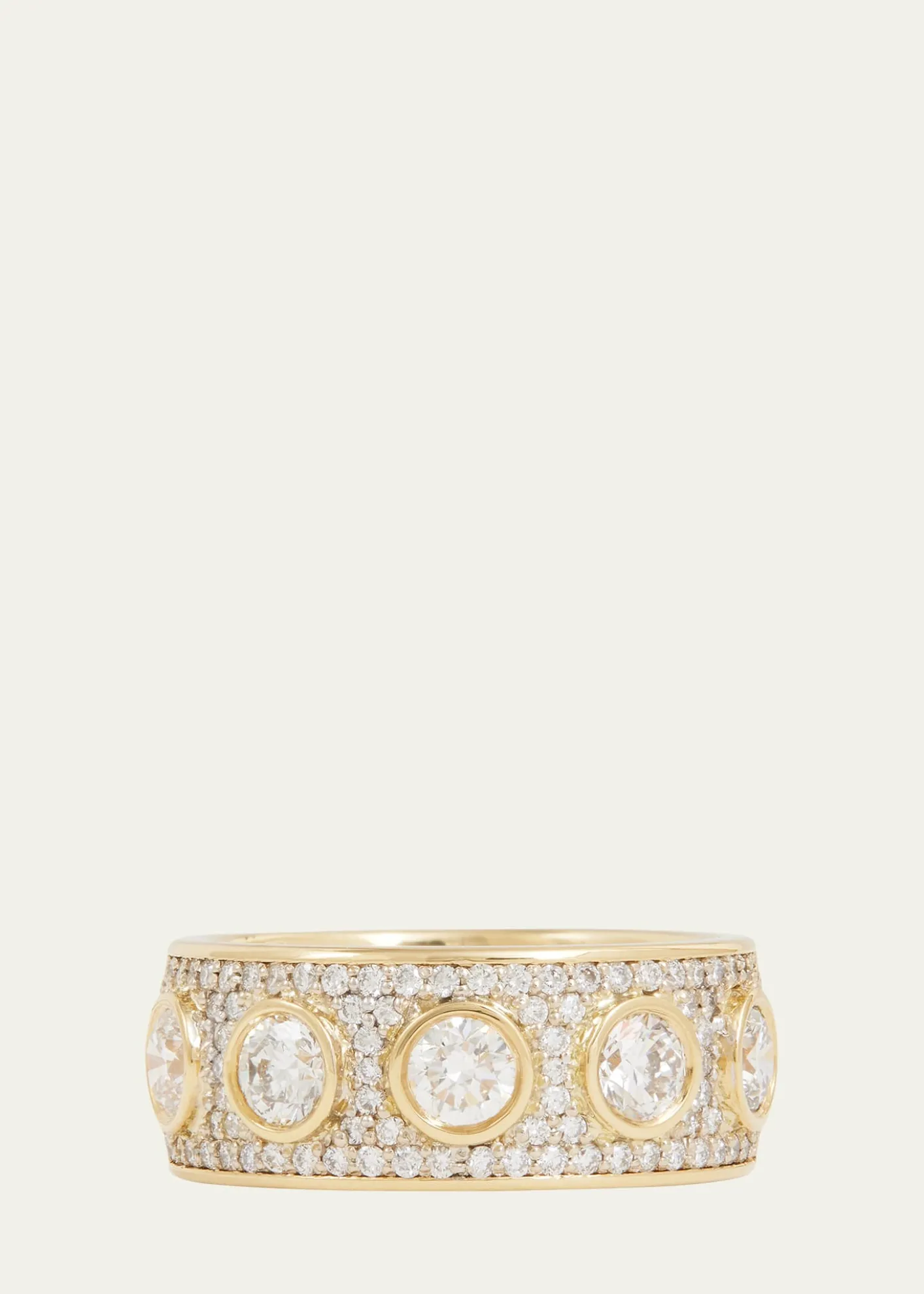 Jamie Wolf18K Yellow & White Gold Bezel-Set & Pave Diamond Band, Size 6