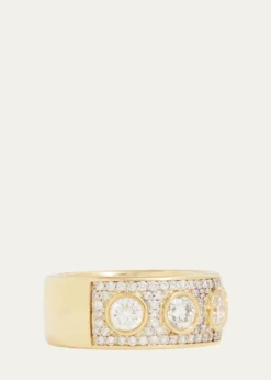 Jamie Wolf18K Yellow & White Gold Bezel-Set & Pave Diamond Band, Size 6