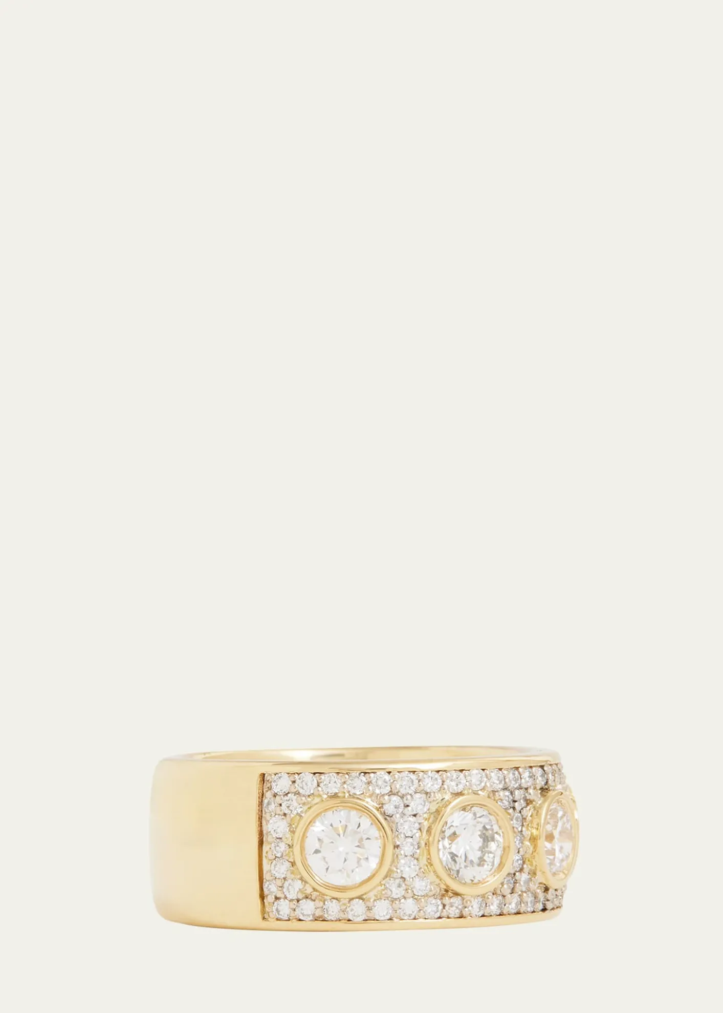 Jamie Wolf18K Yellow & White Gold Bezel-Set & Pave Diamond Band, Size 6