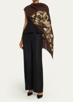Janavi IndiaGlow Blossom Embroidered Merino Wool Wrap
