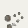 Jan LeslieBeaded Octagonal Mother-of-Pearl Cuff Links Studs Set