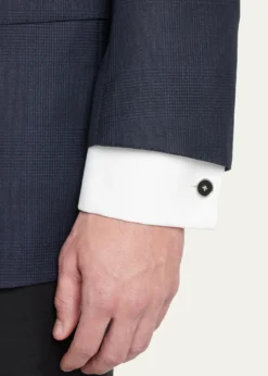 Jan LeslieClassic Button Onyx Cufflinks Studs Set