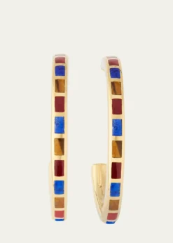 Jan LeslieDash Rectangle Gemstone Hoop Earrings