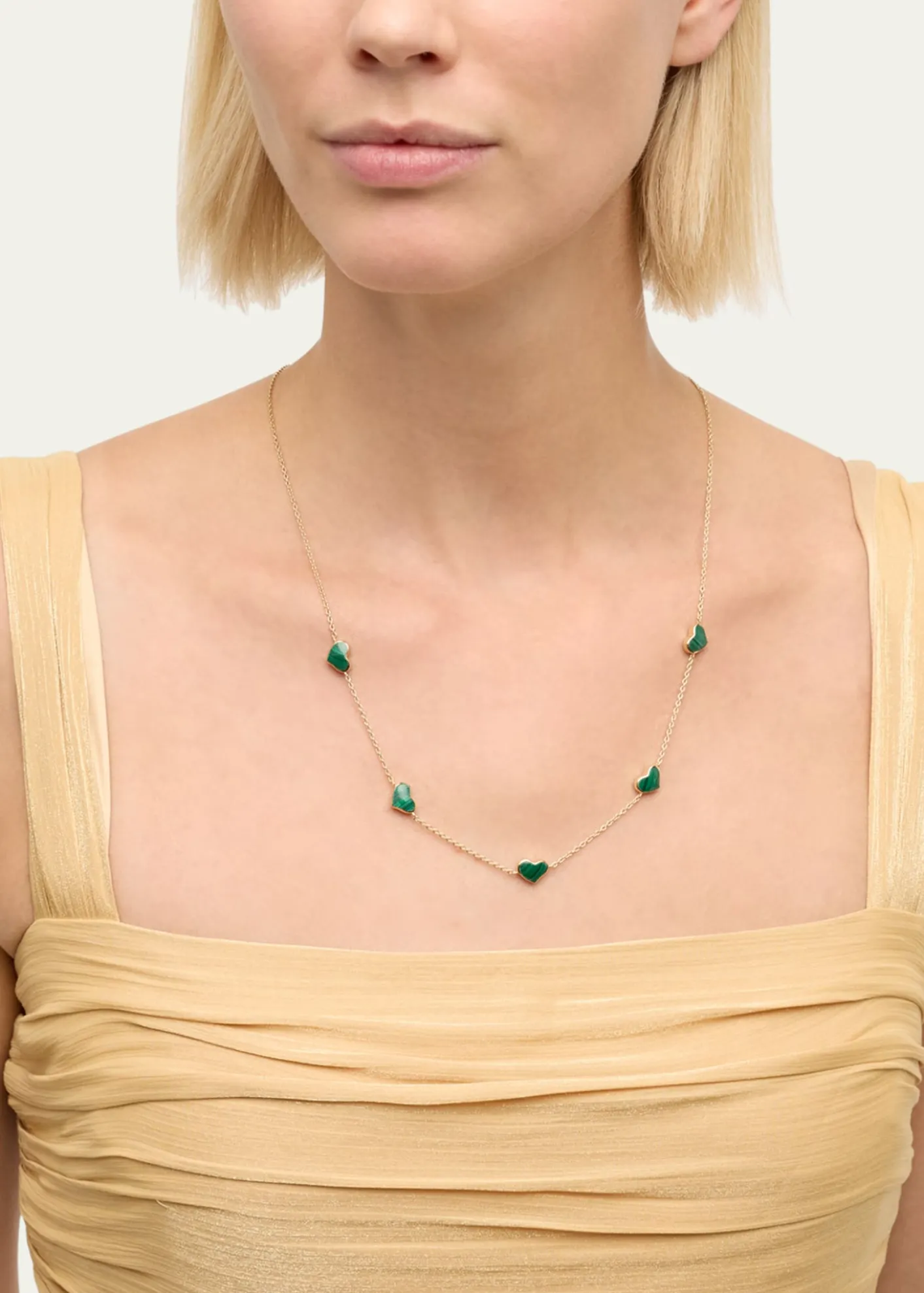Jan Leslie18K Gold Plated 5 Station Heart Necklace, 30"L