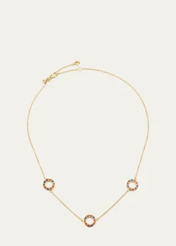 Jan LeslieLapis, Tigers Eye, and Carnelian Dash Triple Circle Station Necklace