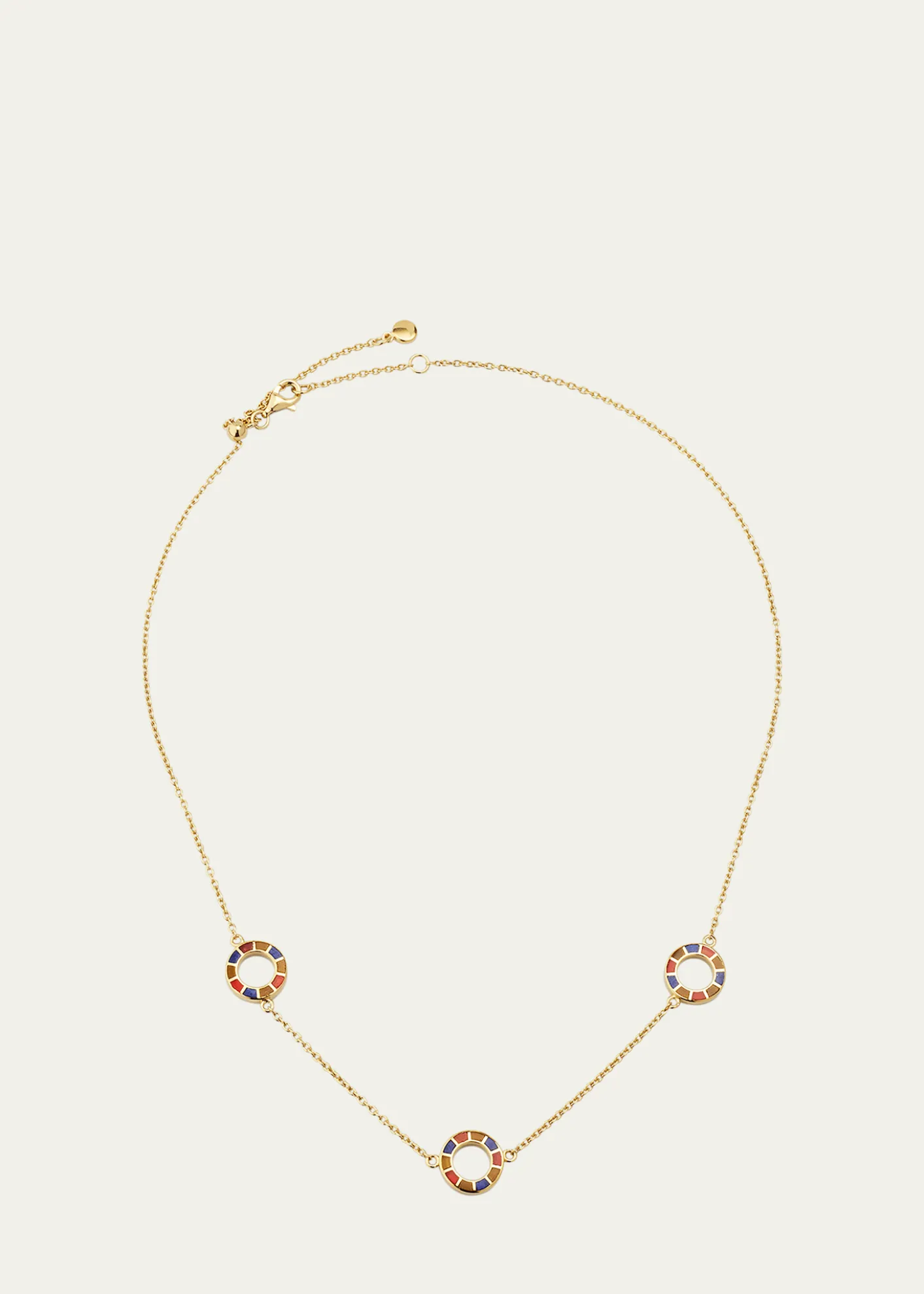 Jan LeslieLapis, Tigers Eye, and Carnelian Dash Triple Circle Station Necklace
