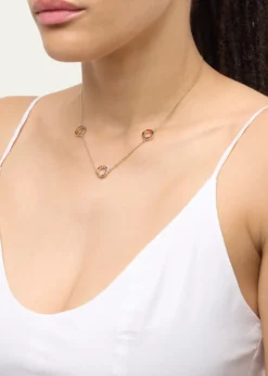 Jan LeslieLapis, Tigers Eye, and Carnelian Dash Triple Circle Station Necklace
